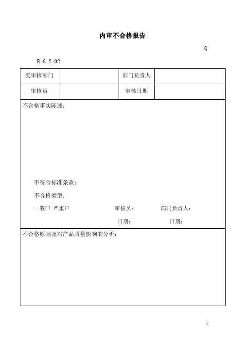 内审不合格报告