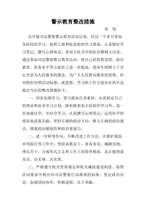警示教育整改措施(悦)