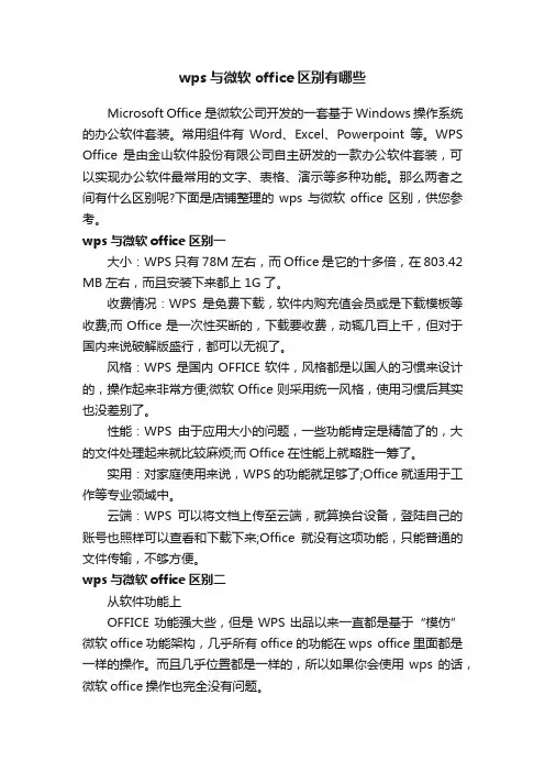 wps与微软office区别有哪些