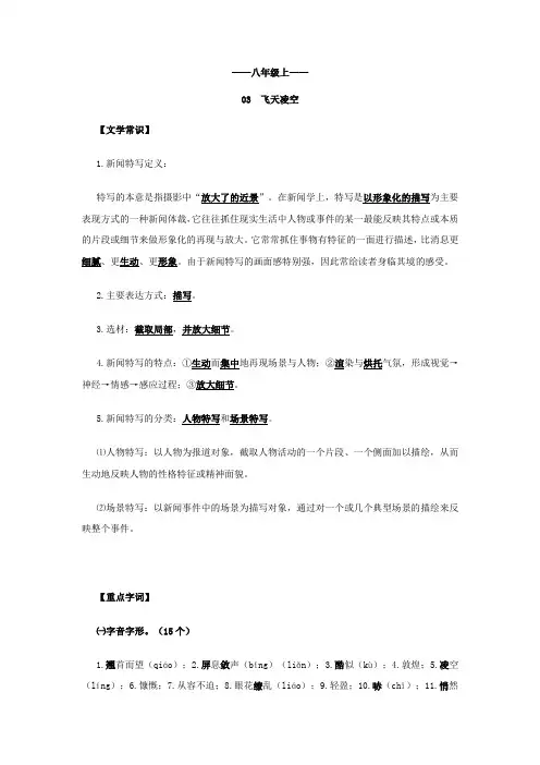 八年级上飞天凌空知识点
