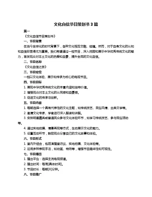 文化自信节目策划书3篇