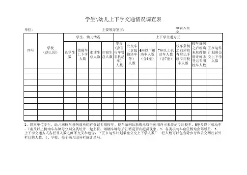学生幼儿上下学交通情况调查表