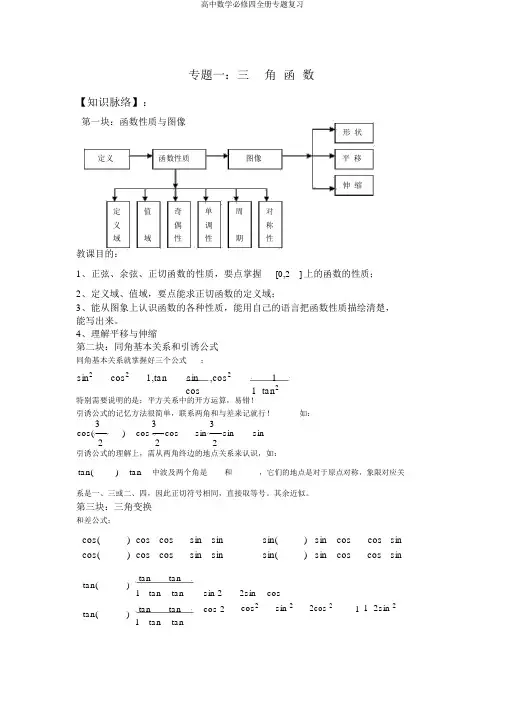 高中数学必修四全册专题复习