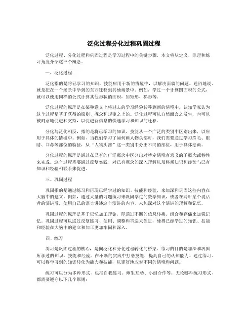 泛化过程分化过程巩固过程