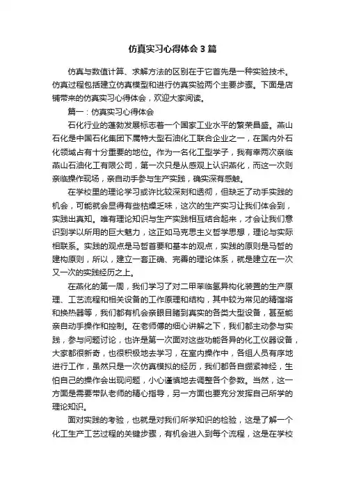 仿真实习心得体会3篇
