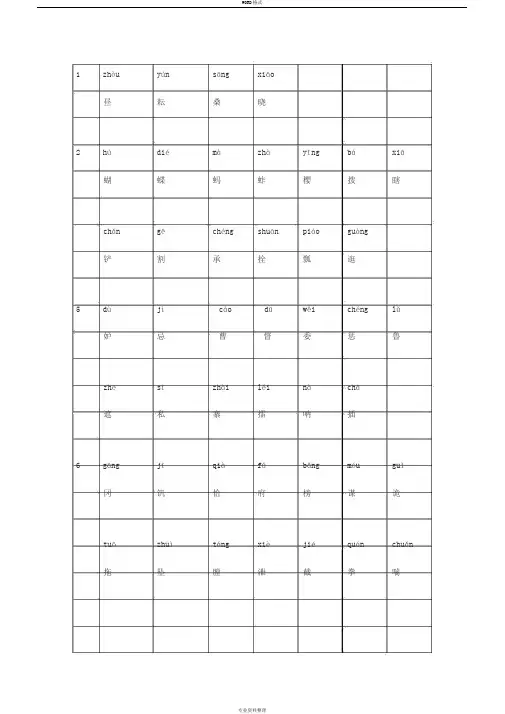 部编版小学语文五下写字表带拼音