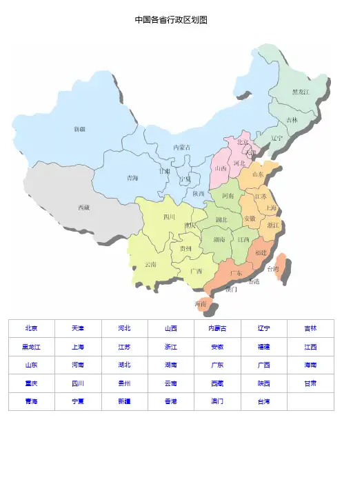 中国各省行教材政区划图