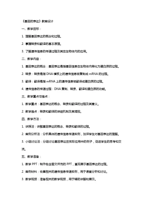 《基因的表达》教案设计