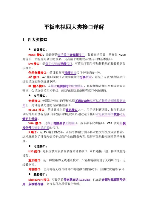 平板电视四大类接口详解