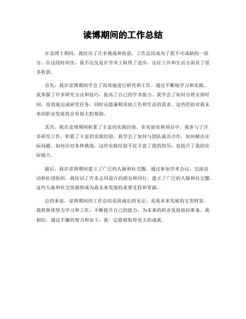 读博期间的工作总结