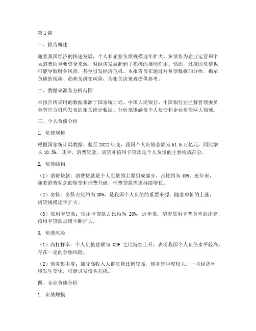 目前负债数据分析报告(3篇)