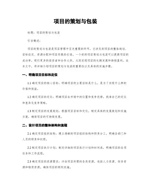 项目的策划与包装