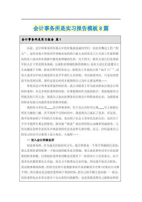 会计事务所是实习报告模板8篇