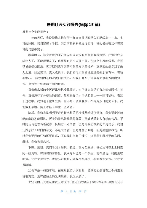 暑期社会实践报告(集锦15篇)