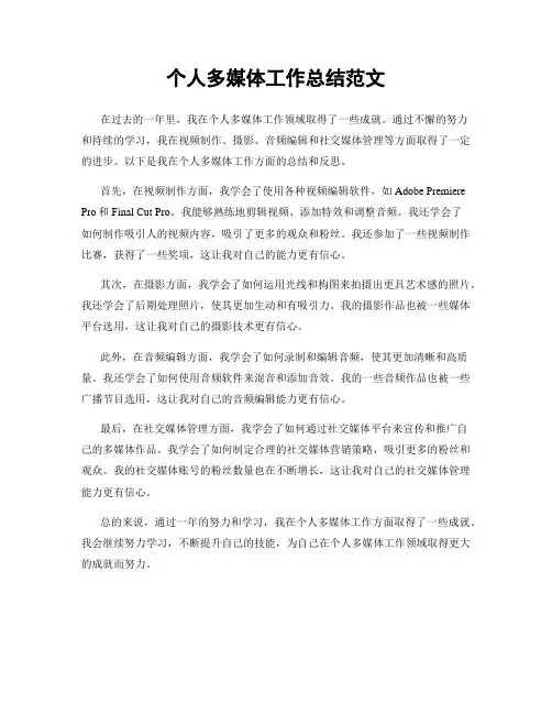 个人多媒体工作总结范文