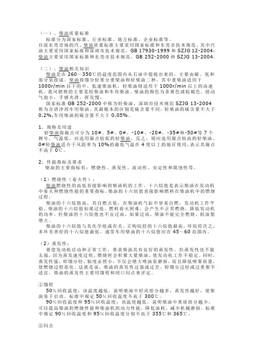 柴油质量指标