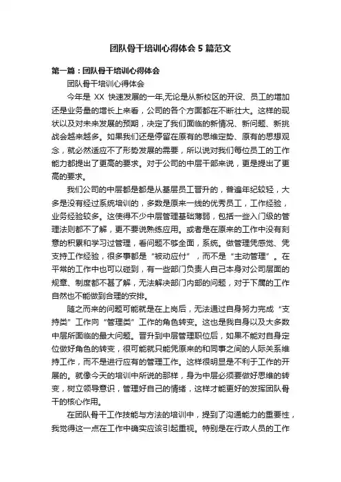 团队骨干培训心得体会5篇范文