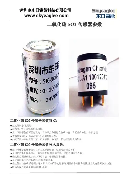 二氧化硫SO2传感器参数