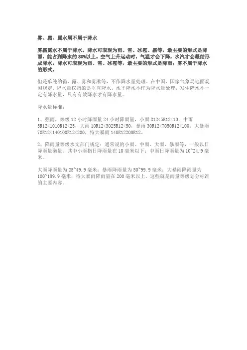 雾、霜、露水属不属于降水