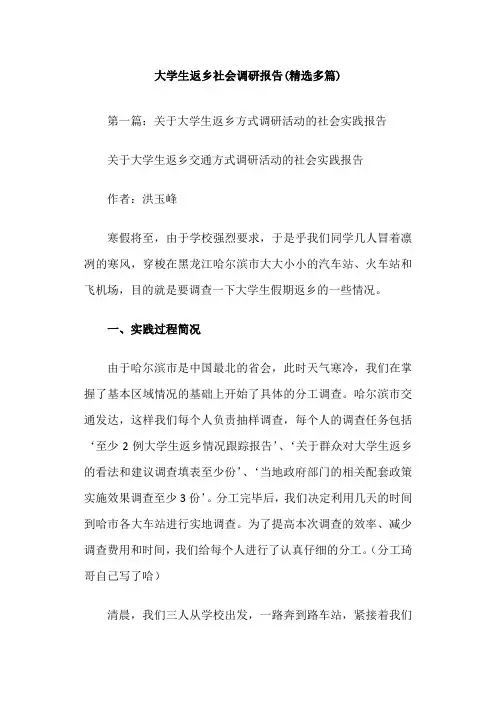 大学生返乡社会调研报告