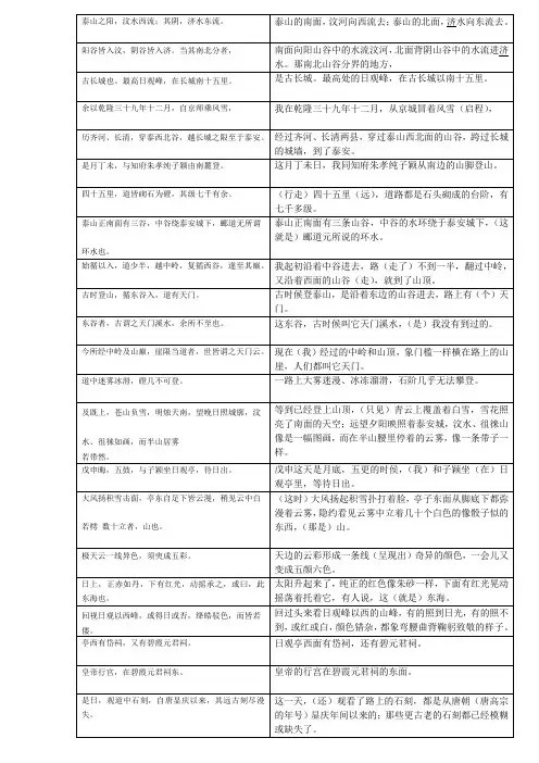 登泰山记原文及翻译