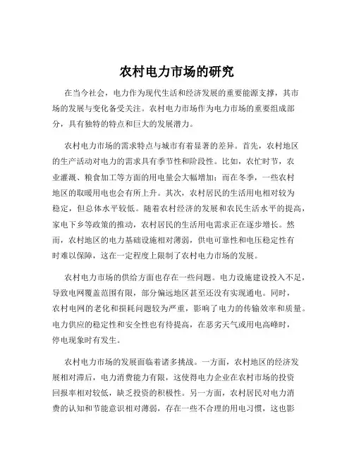农村电力市场的研究