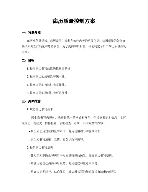 病历质量控制方案