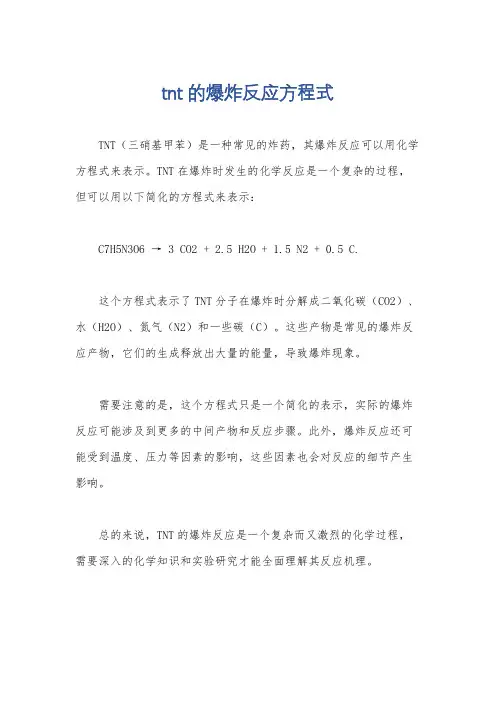tnt的爆炸反应方程式