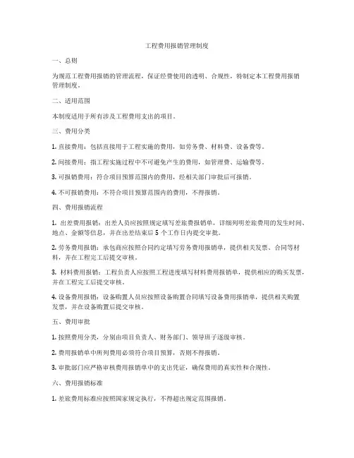 工程费用报销管理制度