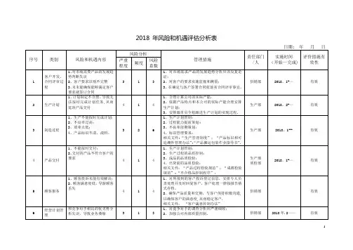 风险和机遇评估分析表