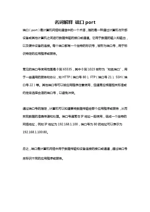 名词解释 端口port