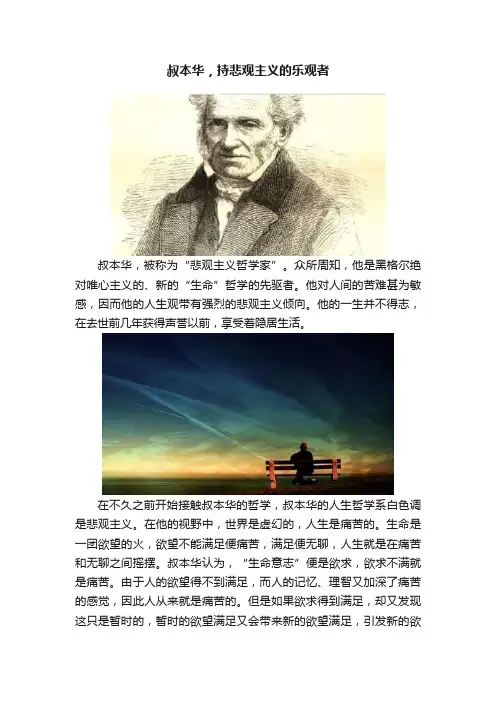 叔本华，持悲观主义的乐观者