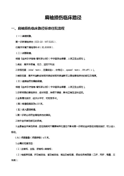 肩袖损伤路径及表单