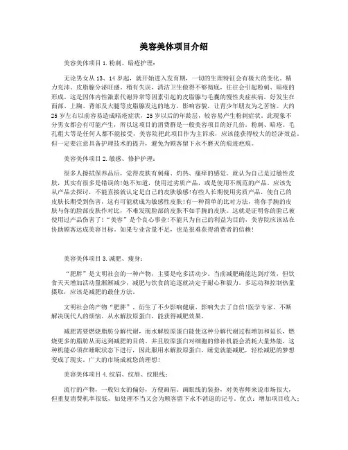 美容美体项目介绍
