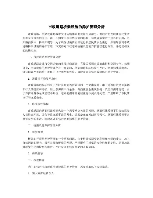 市政道路桥梁设施的养护管理分析