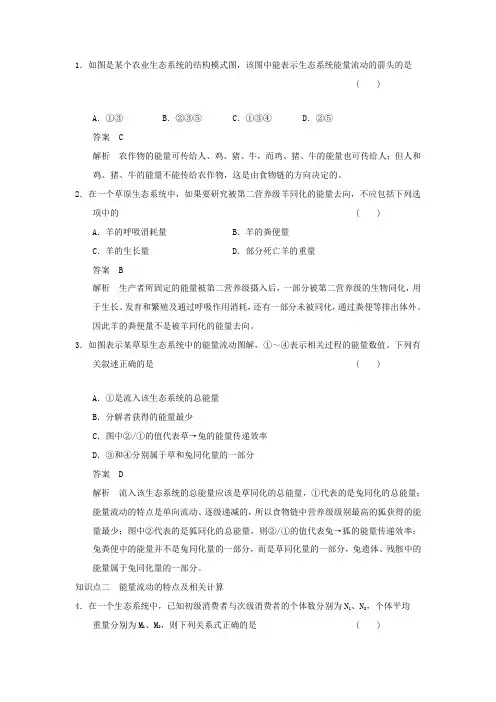 生态系统的能量流动练习题