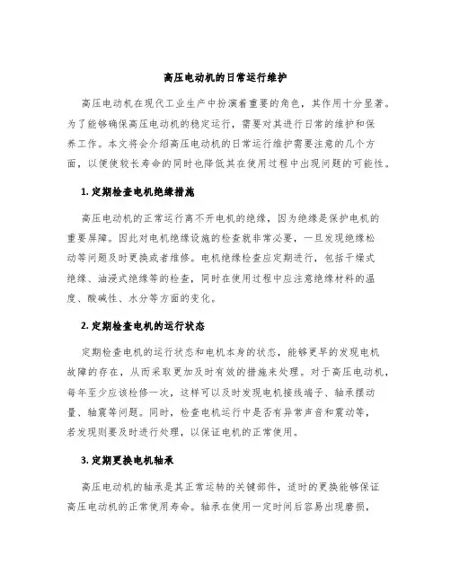 高压电动机的日常运行维护