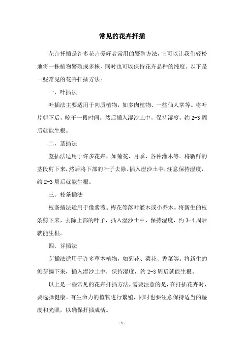 常见的花卉扦插