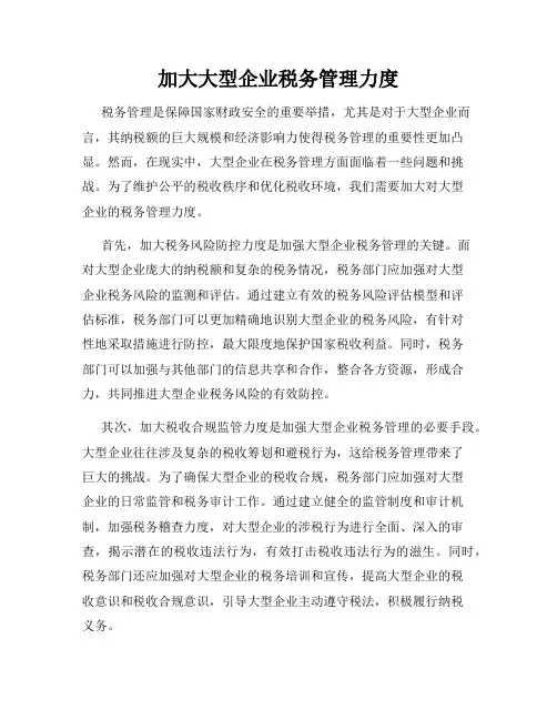 加大大型企业税务管理力度