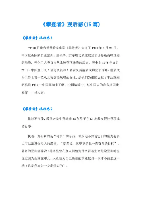 《攀登者》观后感(15篇)