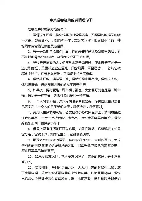 唯美温馨经典的爱情短句子