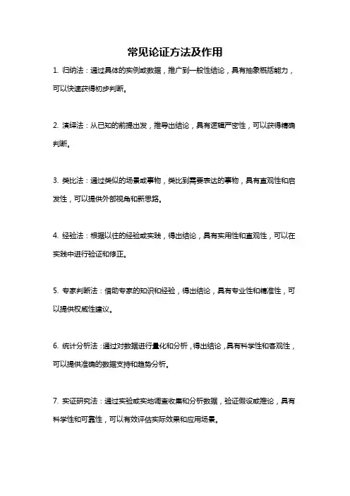 常见论证方法及作用
