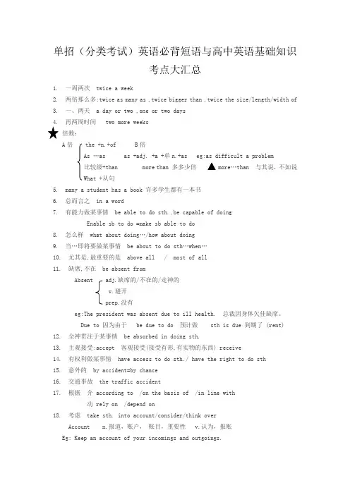 单招考试英语考点大汇总