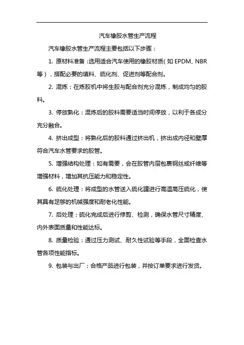 汽车橡胶水管生产流程