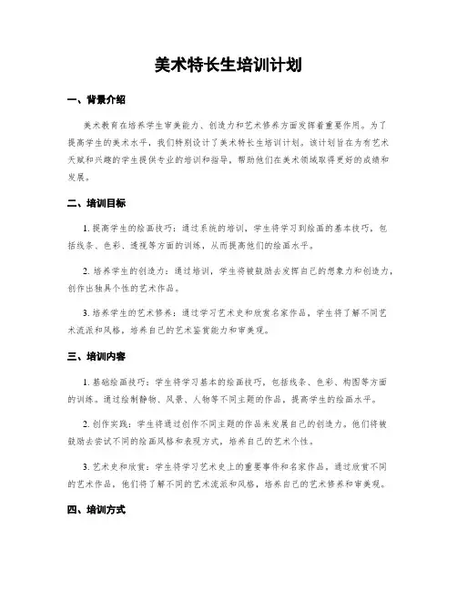 美术特长生培训计划