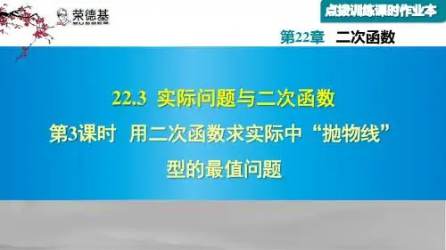22.3.3  用二次函数求实际中“抛物线”型的最值问题 (2)