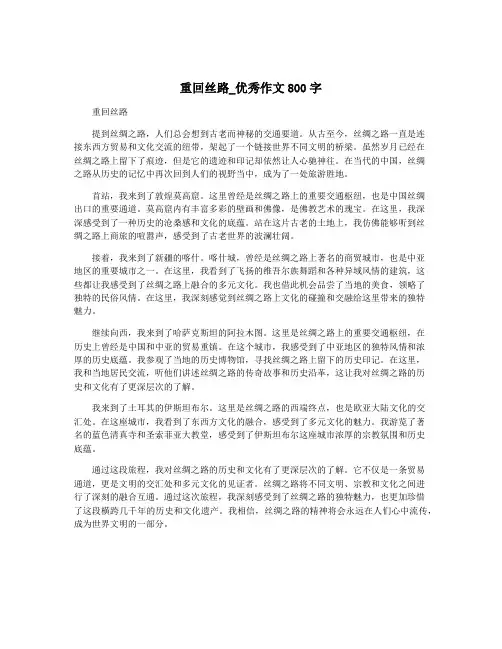 重回丝路_优秀作文800字