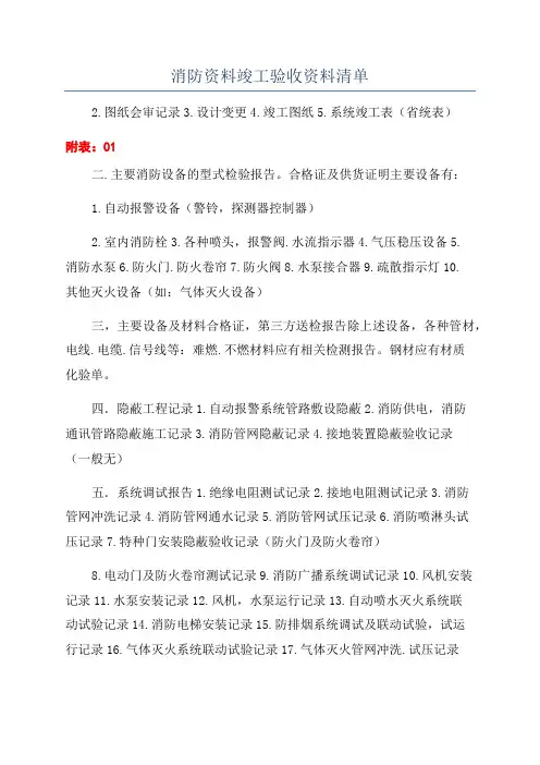 消防资料竣工验收资料清单