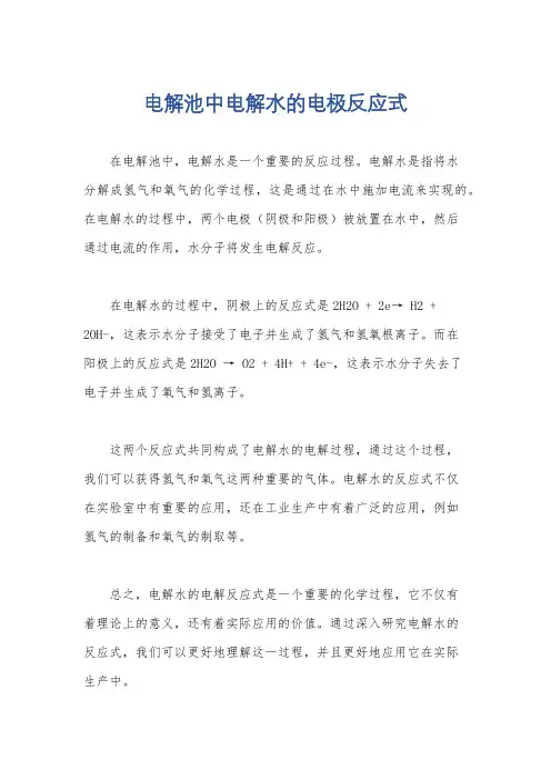 电解池中电解水的电极反应式