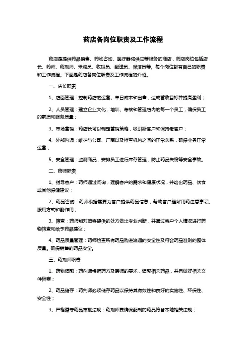 药店各岗位职责及工作流程